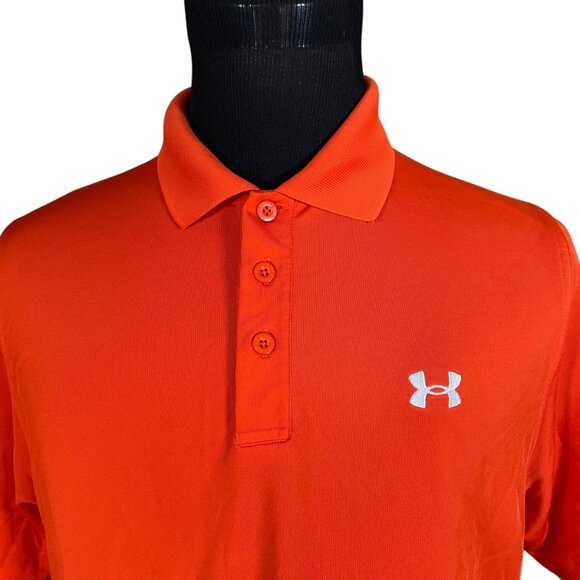 Under Armour Men's HeatGear Solid Orange Short Sleeve Polo Shirt Medium - Picture 3 of 8